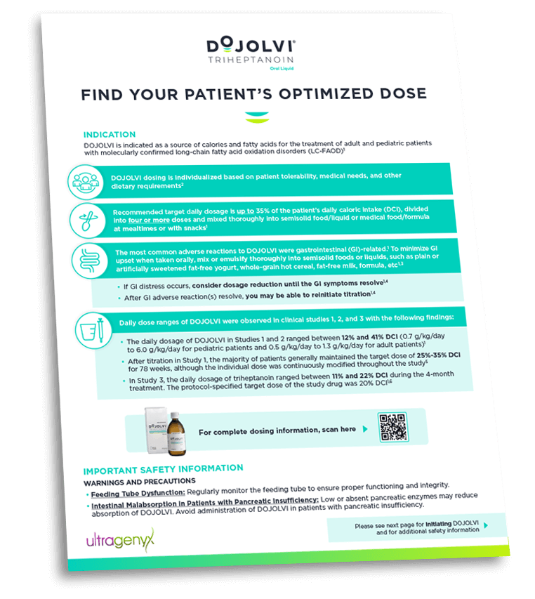 DOJOLVI® (triheptanoin) Dosing Flashcard