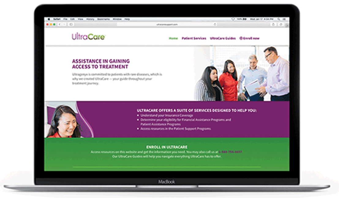 Ultracare.com homepage on a laptop